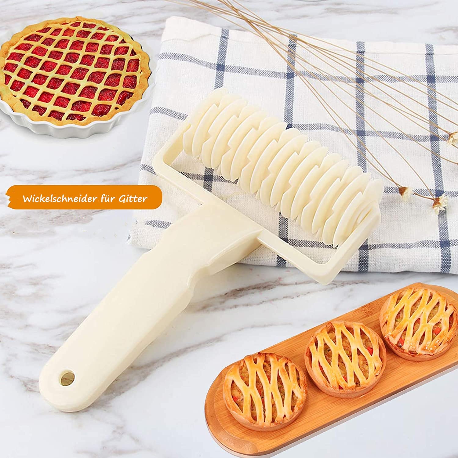 Rouleau à Pâtisserie Grille - Outil Pour Découper Des Motifs En Treillis Sur Tartes, Biscuits, Pizzas
