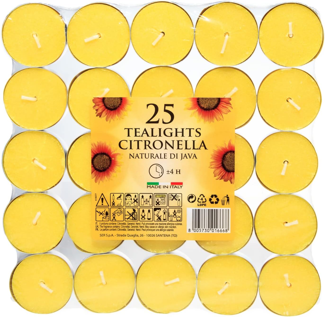 Price's Candles Citronella Tealights Pack of 25 (Citronella Range