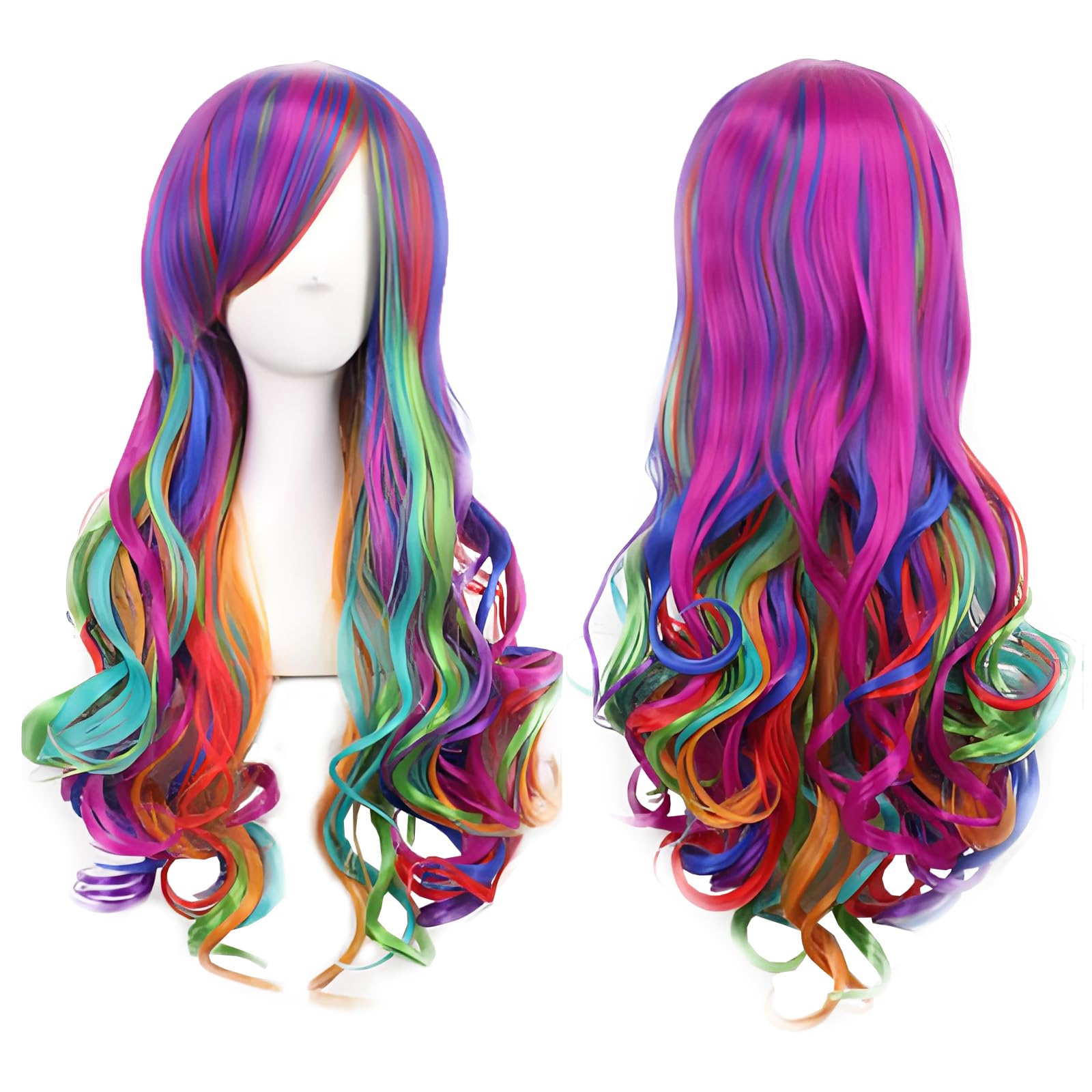 Rainbow Wig for Women- 65cm Crazy Wig for Women Long Hair Perfect for Cosplay Parties Party Performances Themed