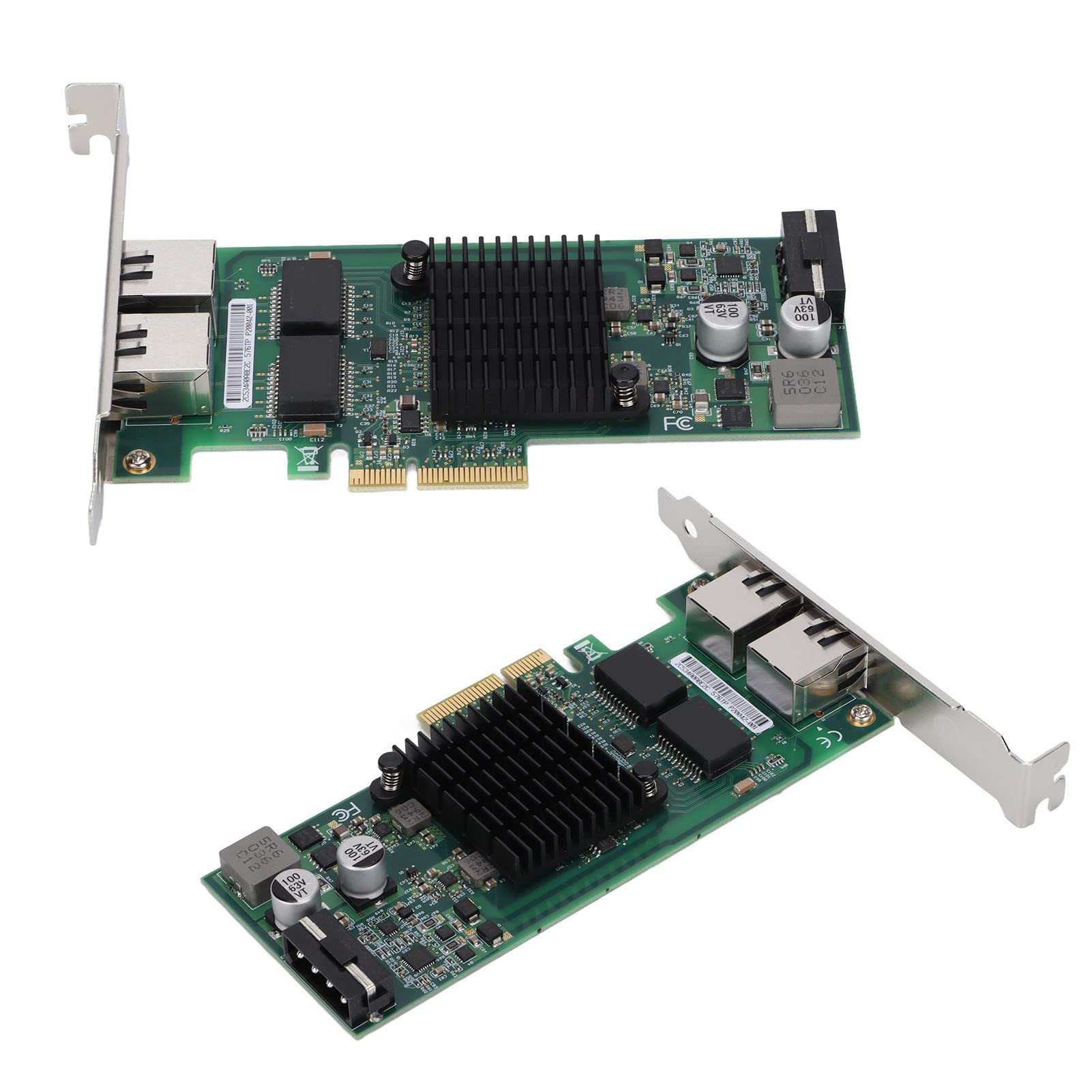 Dpofirs Carte Réseau 10/100/1000Mbps Carte Réseau PCI-E Gigabit, Adaptateur Réseau PCIE pour Contrôleur 82576, 2 Interfaces R45, 4 Ports PCle, Alimentation POE, Stockage Ethernet ISCSI NFS SMB