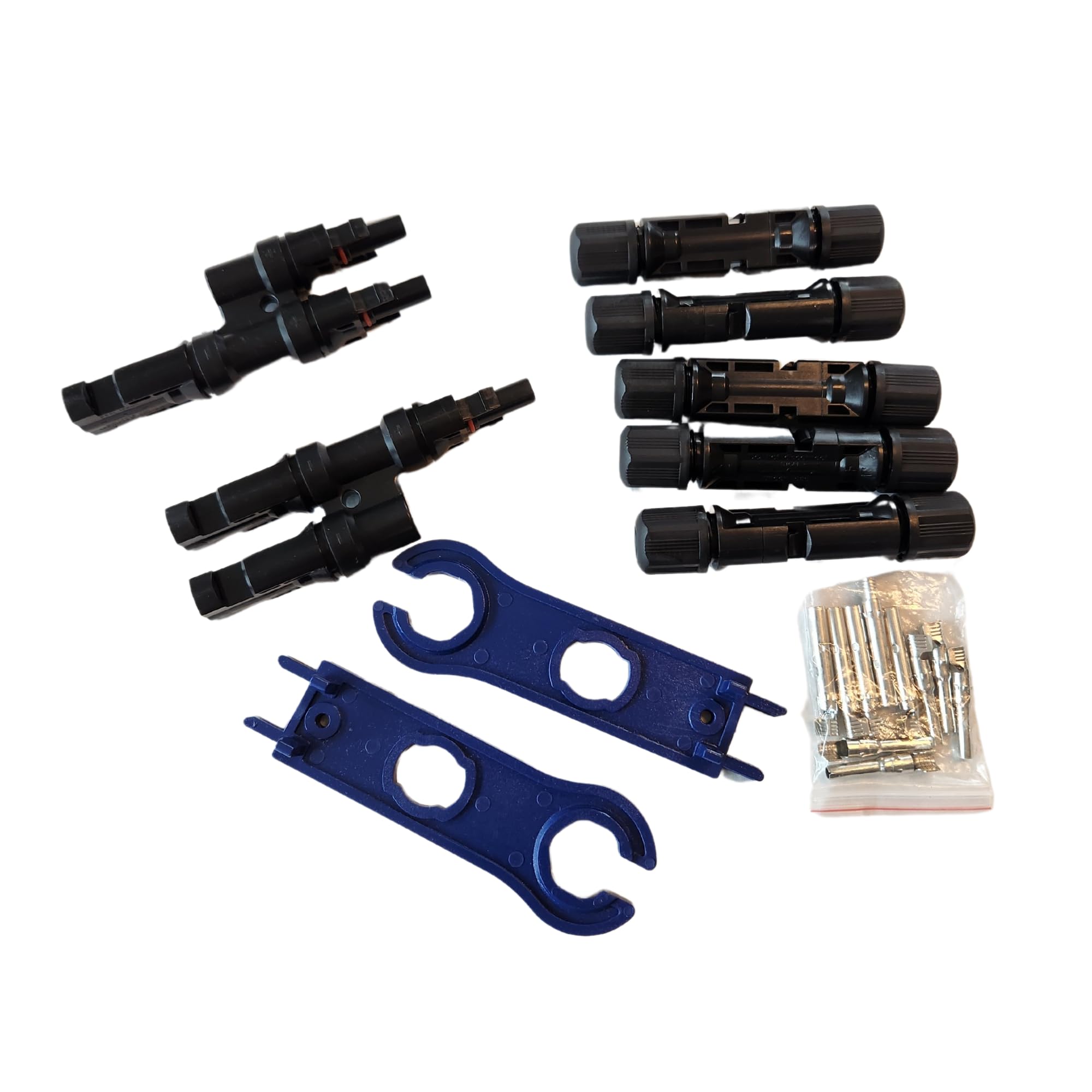 Lot de 10 connecteurs de panneau solaire MC4 moulés 2 en 1 | Compatible avec câble solaire 10 AWG, 10 A, 1000 V CC, étanchéité IP67 | Outils de clé MC4 inclus