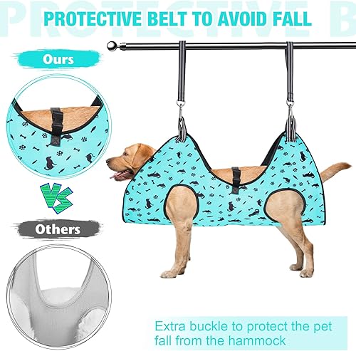 Vista 10 de Pet Dog Grooming Hammock Harness for Medium Dogs Nail Trimming, Dog Sling for Cutting Nails, Dog Hanging Holder Hanger for Clipping Nails with Nail