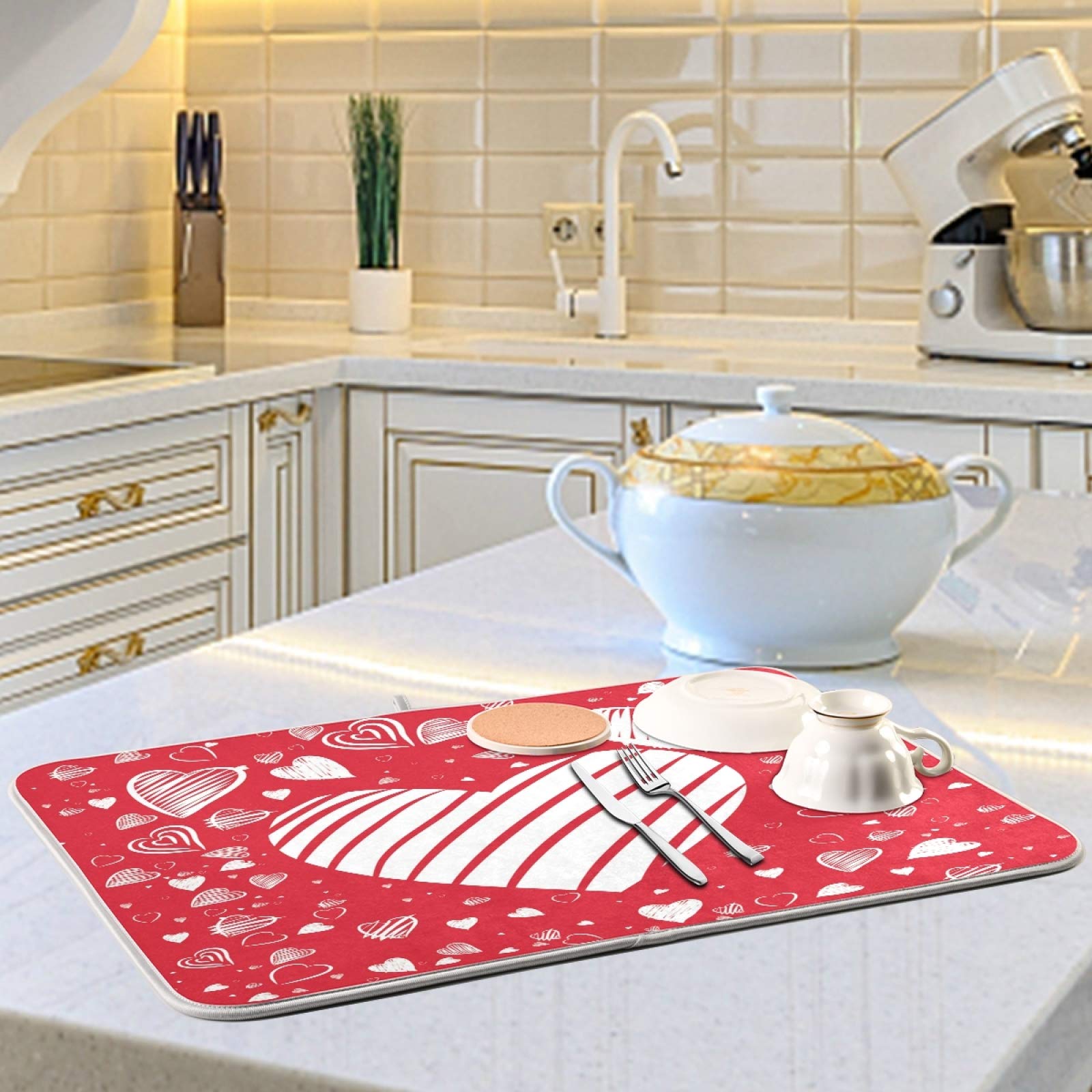 Tapis De Séchage Absorbant Imprimé Palmiers Pour égouttoir De Cuisine