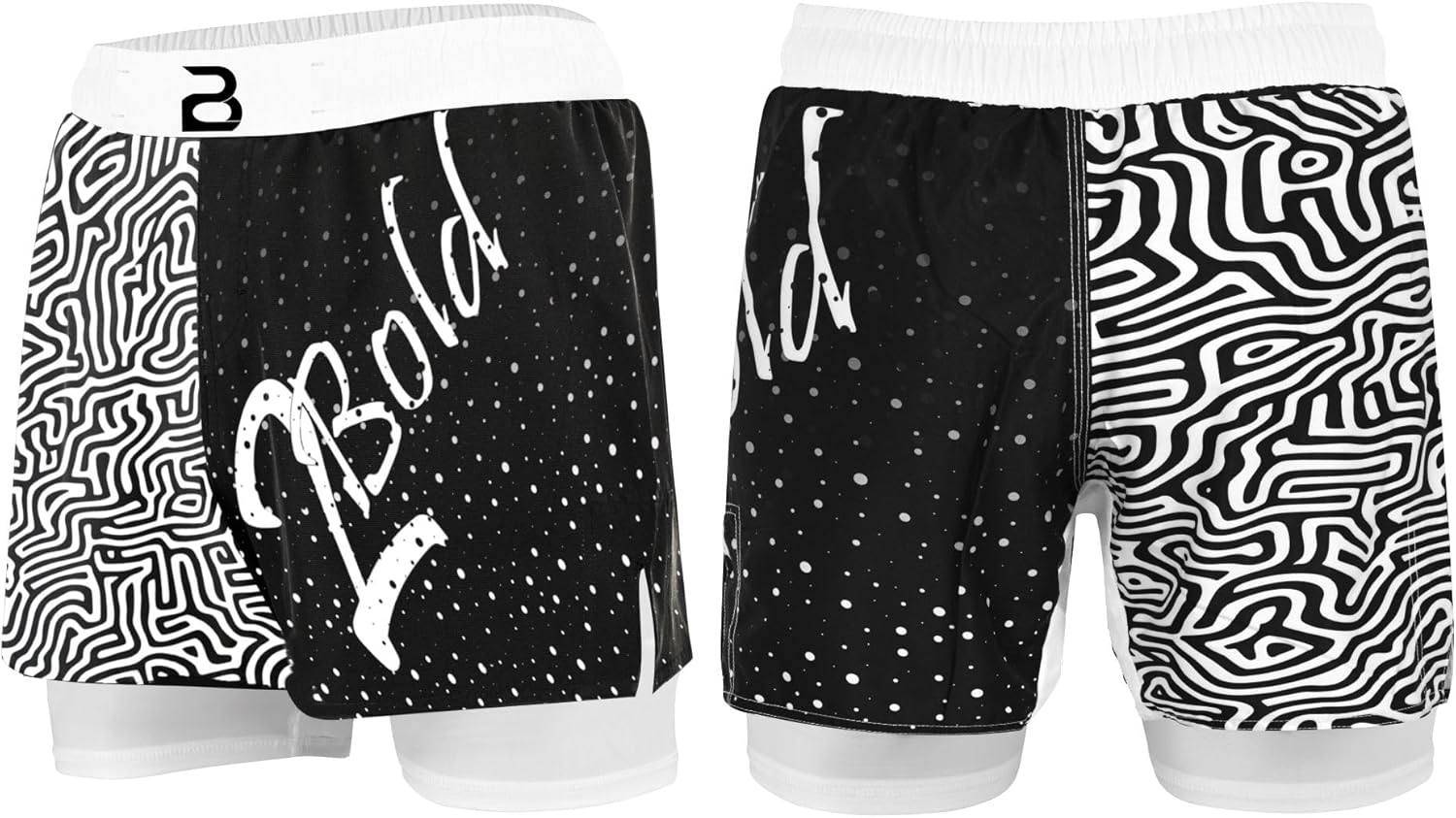 2BOLD MMA Kid’s 2 in 1 Board Shorts BJJ Built in Compression Lining Athletic Gym Boxing Jiu-Jitsu No-Gi Grappling Shorts