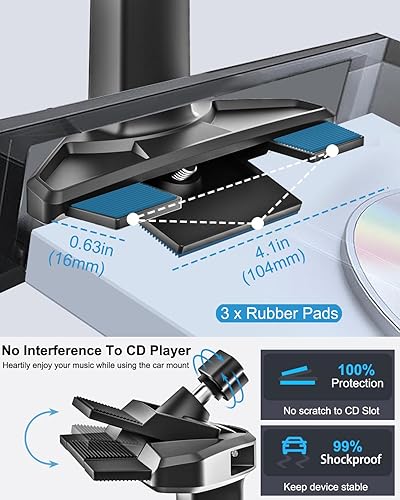 Miniatura 3 de woleyi Soporte para tablet con ranura para CD para automóvil, altura ajustable, soporte para tableta de automóvil, reproductor de CD, bandeja de CD