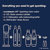 Vista 3 de SodaStream - Máquina de agua con gas ART PAQUETE DE VALOR Sistema de CO2 CQC Incluye 2 cilindros de CO2, 2 botellas de 32 onzas líquidas aptas