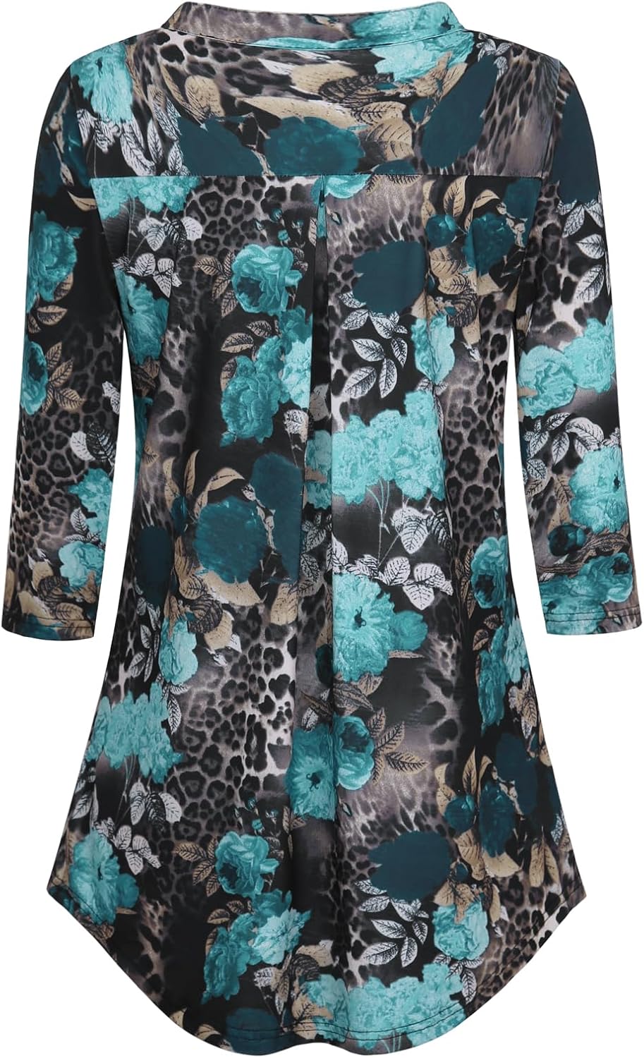 BAISHENGGT 3/4 Sleeve Tops for Women Notch V Neck Floral Work Blouses Dressy Casual Loose Fit Going Out Tunic Tops - Image 2