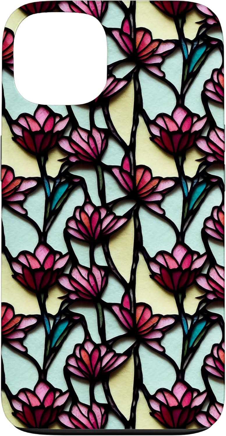 Stained Glass Floral Print Case for iPhone 13