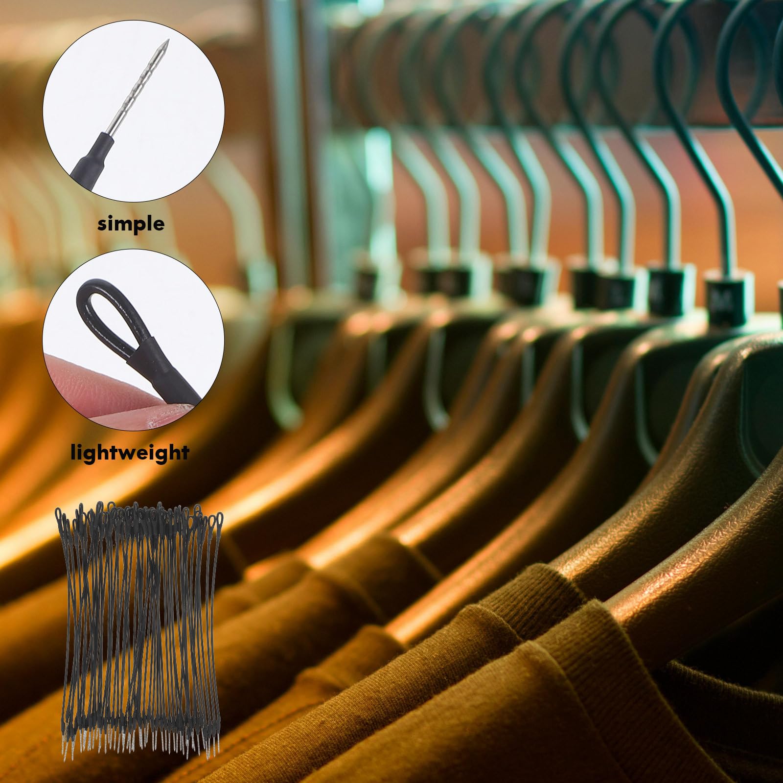 Cordoncini Antitaccheggio 20 Cm in Nero 50 e Facili da Applicare per Abbigliamento e Scarpe per Negozi e Supermercati