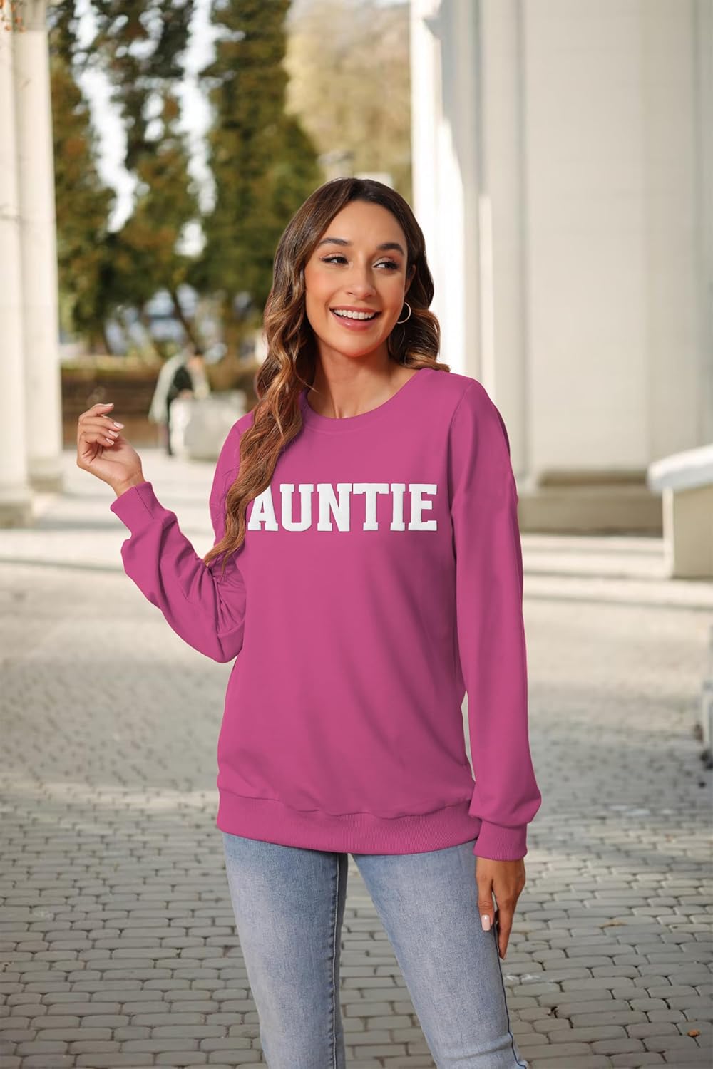 LAZYCHILD Auntie Sweatshirts for Women Cool Aunt Shirts Auntie Crewneck Sweatshirts Aunt Gifts Long Sleeve Pullover Tops - Image 3