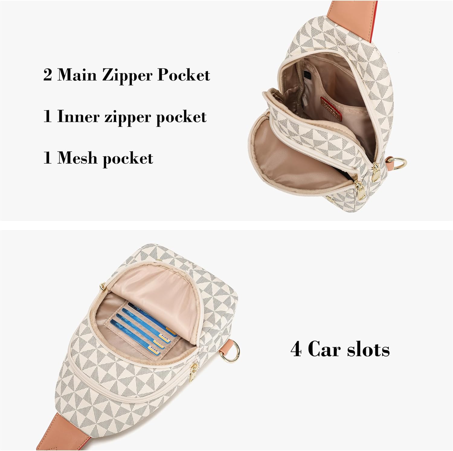 INICAT Crossbody Sling Bags Fanny Packs Leather Purses Chest Bag for Women - Image 3