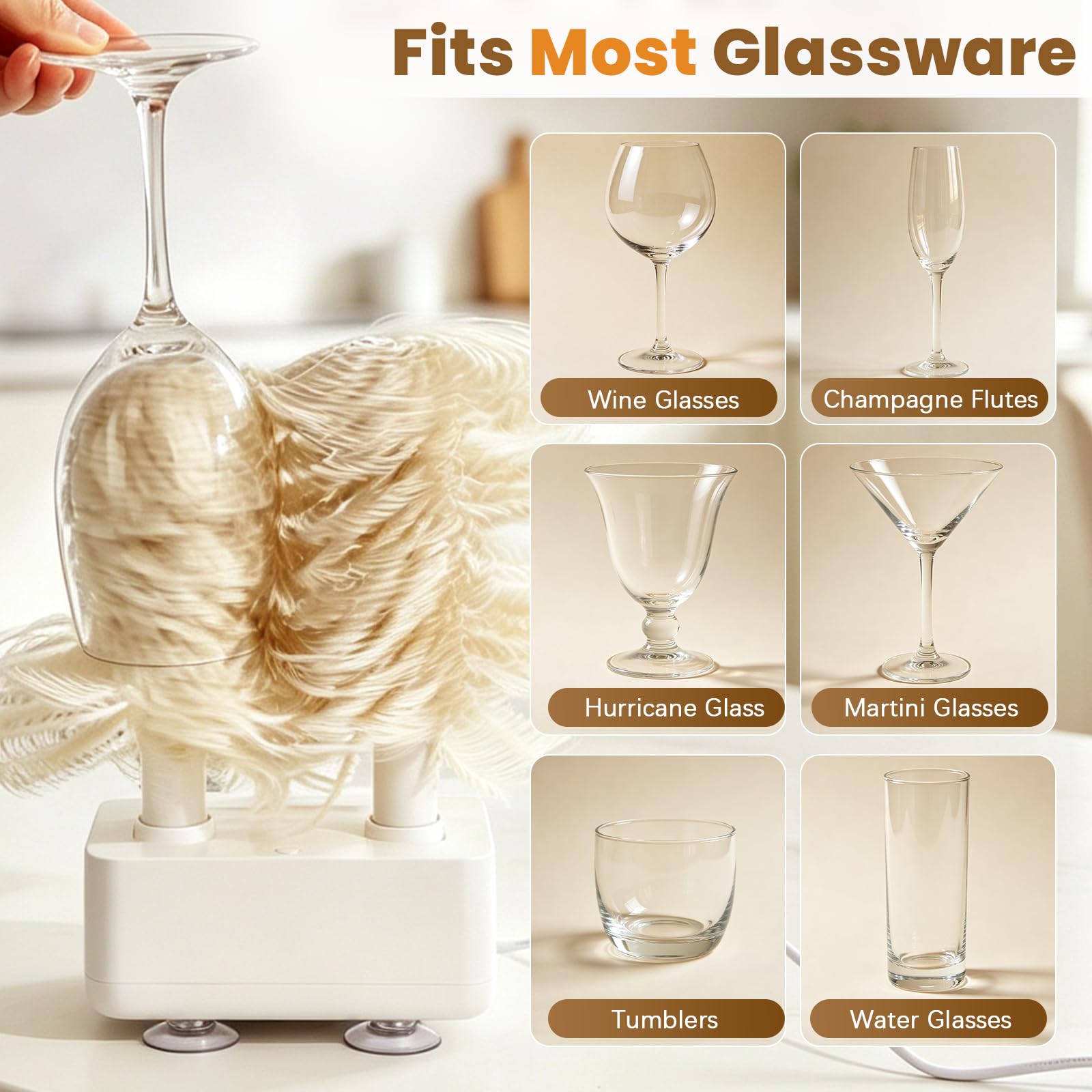 Polisseuse Électrique pour Verres Domestiques, Machine à Polir Laver de Verres à Vin Rotatif avec Double Tête de Brosse, Séchage Instantané à 600 Tr/min pour Bars Restaurants et Cuisines