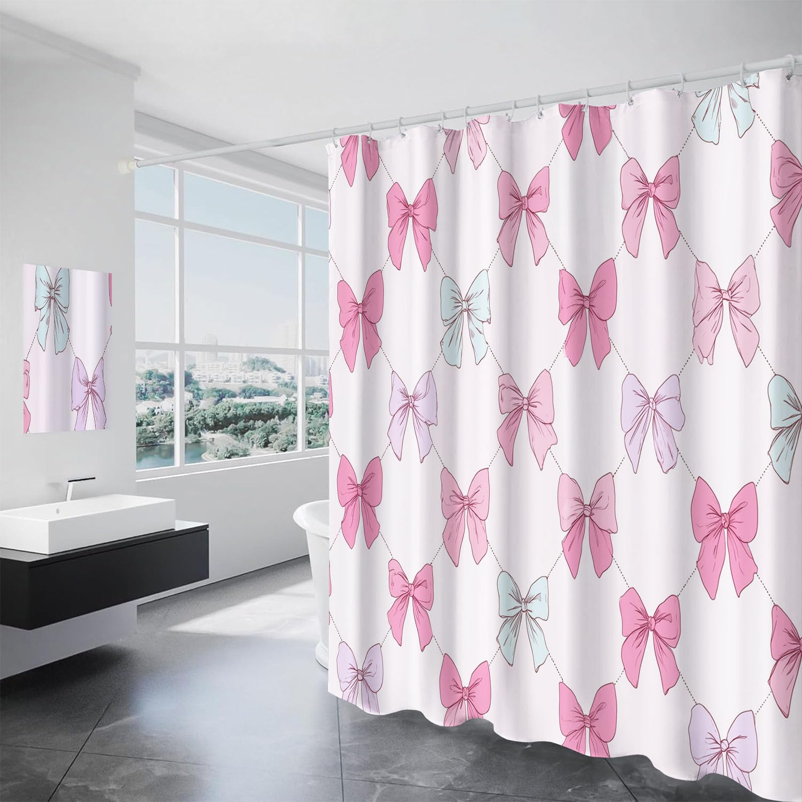 Rideau de douche géométrique en diamant pour une salle de bain cocooning