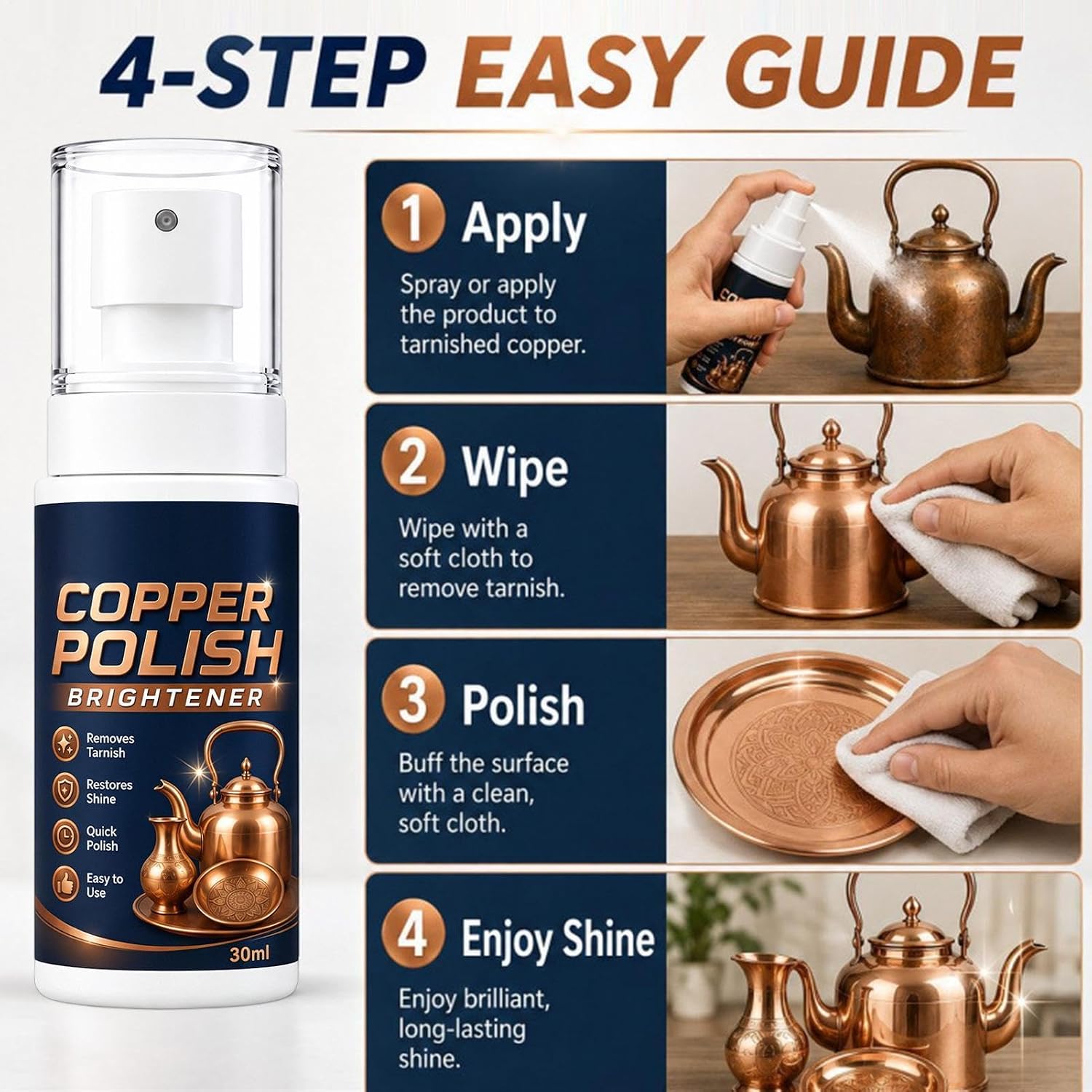 Copper Rust Cleaner, Protective Stain Removal Long-Lasting Solution, Copper image 4