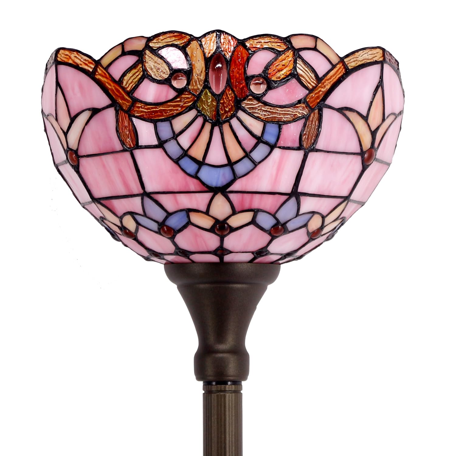 WERFACTORY Tiffany Floor Lamp Pink Baroque Stained Glass Light