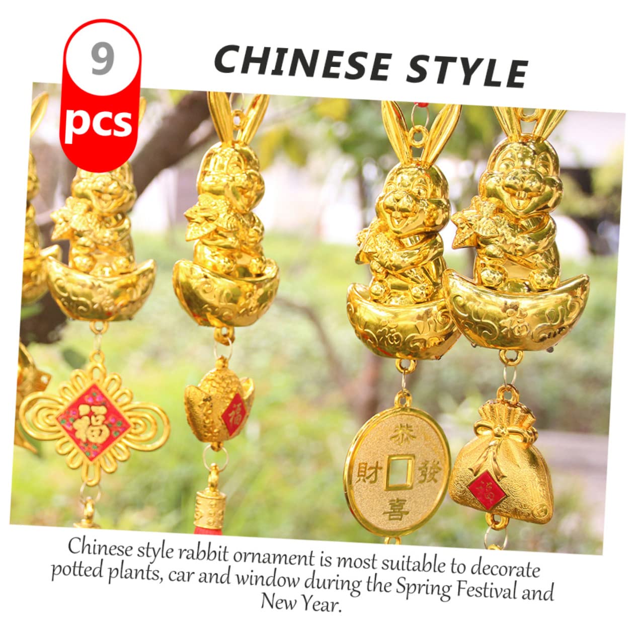 18 STK Häschen-anhänger Chinesische Neujahrsquaste Feng-Shui-Ornament Sternzeichen-Kaninchen-hängeornamente Chinesische Glücksquaste Bonsai Hängender Hase Bonsai-anhänger Polyester TOPBATHY