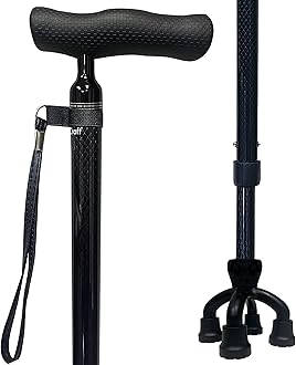 CaneCraft Carbon Fiber Walking Cane for Men and Women - Quad Cane, Black