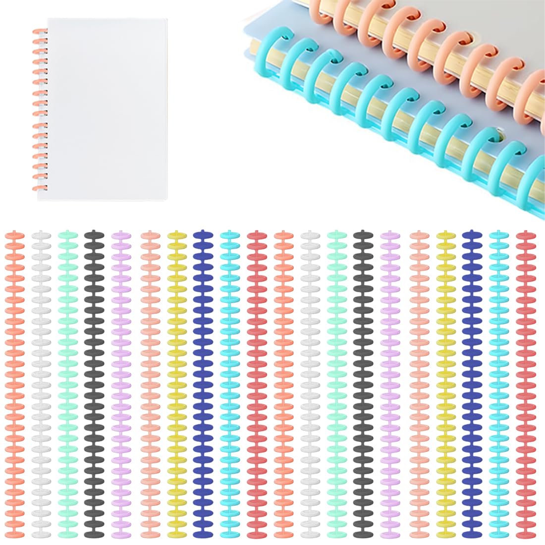 20 Piezas Anillas para Encuadernar 30 Anillas Anillas Encuadernar de Plástico Canutillos Encuadernar Anillos de Hojas Sueltas para A4 B5 A5 Lomo de Encuadernación DIY Papel