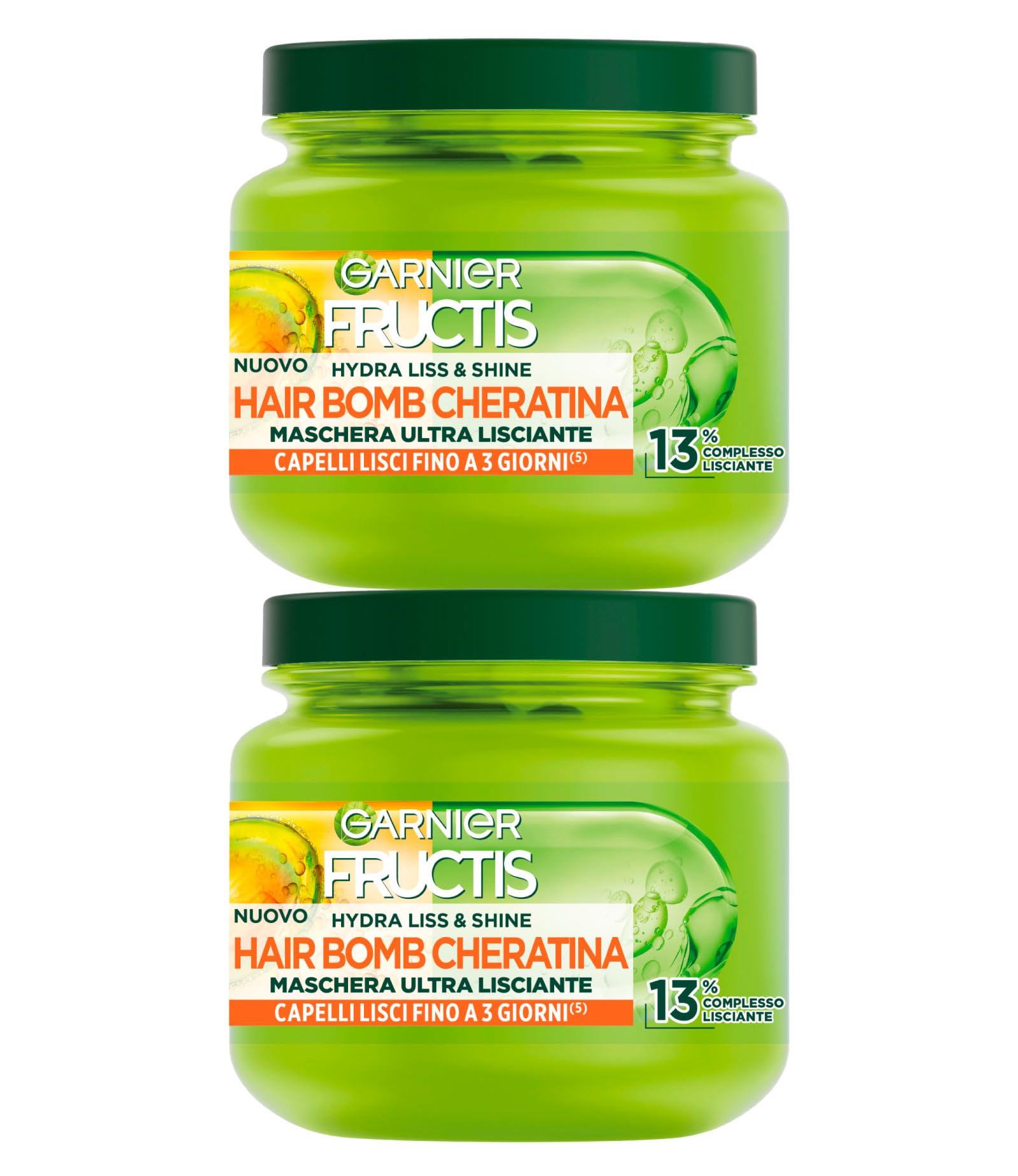 Garnier Fructis Hydra Liss & Shine Ultra Glättende Maske – Für Krauses Haar, Mit Arganöl & Keratin, 320 Ml