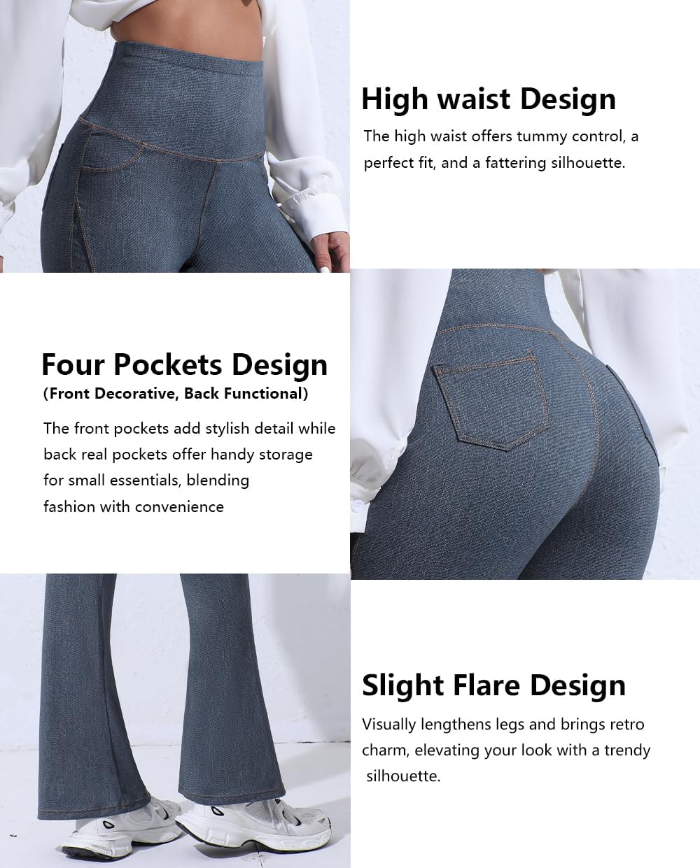 Womens Flare Leggings No Front Seam Bootcut Yoga Pants High Waisted Casual Bell Bottom Pants