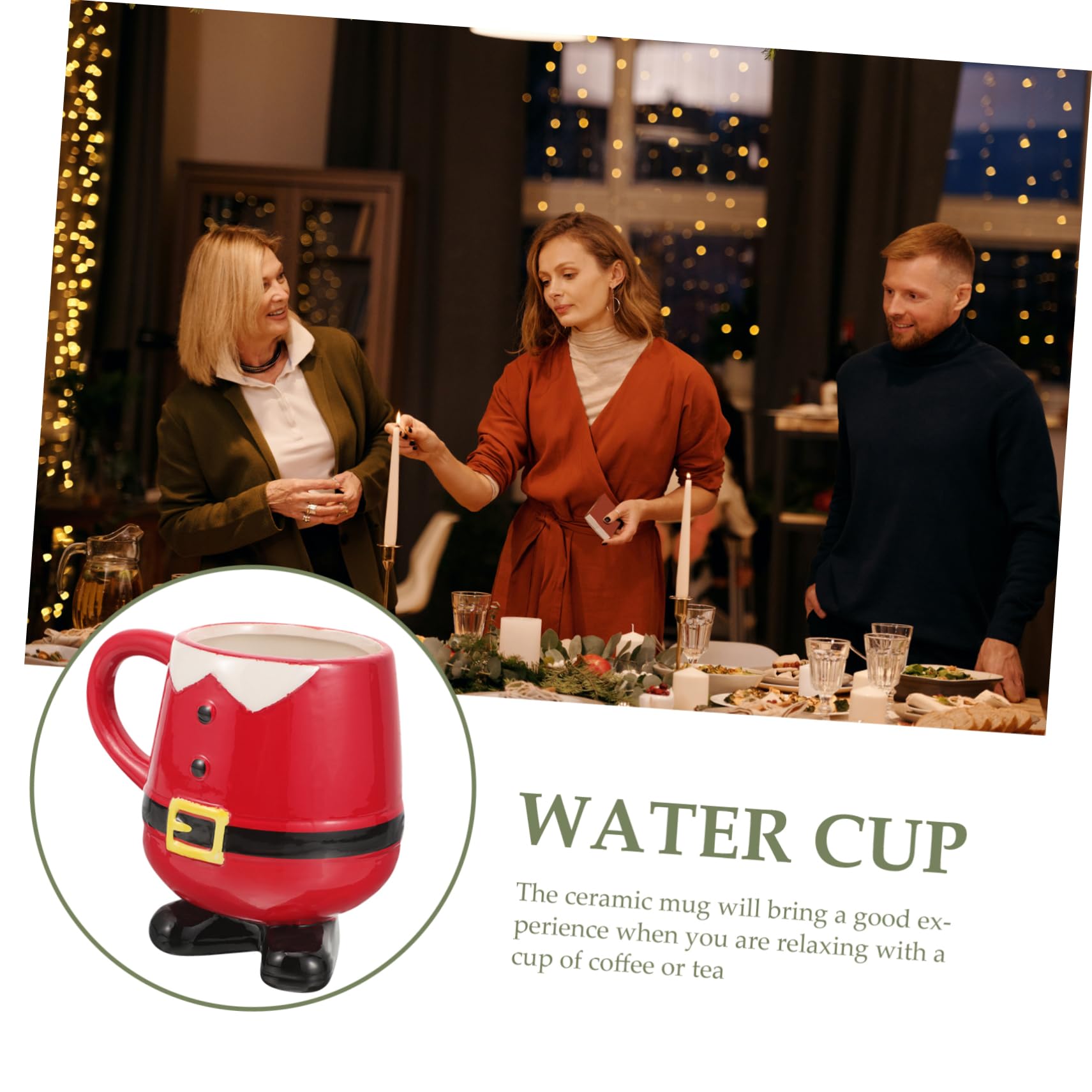 Ciieeo Bonita Taza de Café Decorativa Navideña Tazas de Cerámica de Papá Noel Y Muñeco de Nieve para La Oficina Y El Hogar Taza de Agua Navideña