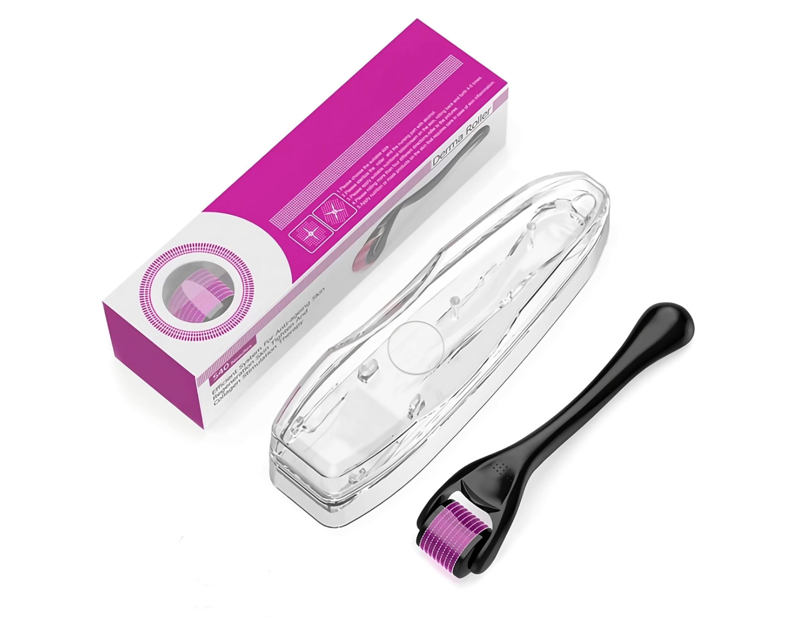 Derma Roller Microneedle Roller for Face 1.5mm Needle 540 Micro Needle Roller Skin Care for Wrinkles, Stretch Marks, Acne Spot, Hair Loss, Beard Roller Hair Growth Kit with Case for Men Women