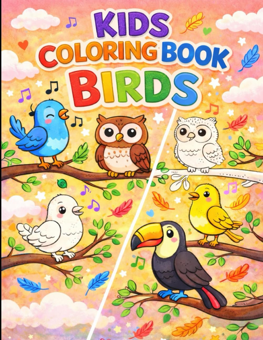 Birds Coloring Book for Kids: Fun and Simple Bird Illustrations for Children Ages 3–6 to Color and Enjoy