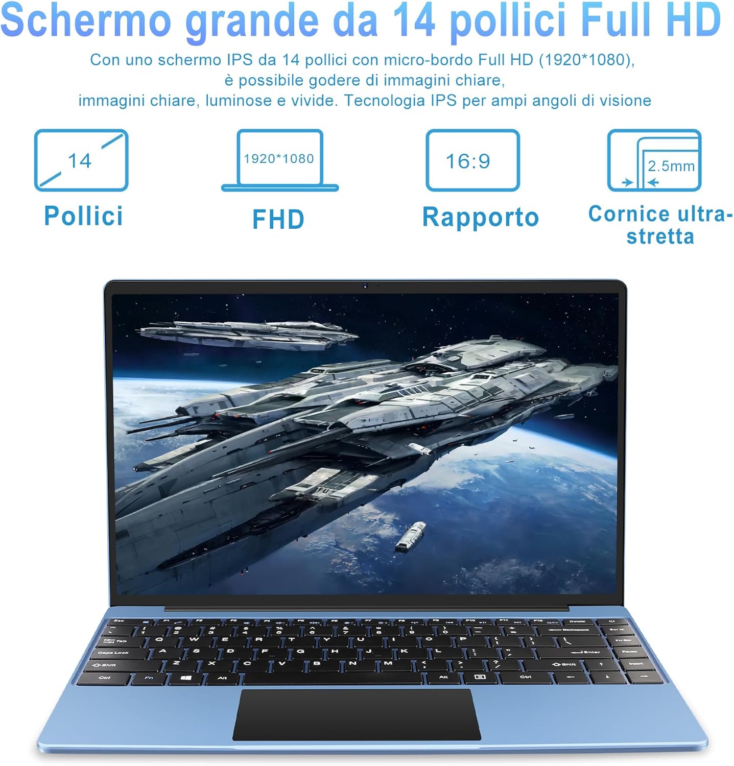 AOCWEI PC Portatile 14 Pollici Celeron N4020 Up to 2.8Ghz 6+128GB SSD Estensioni 1 TB, Windows 10 Notebook con 2.4G+5G WiFi BT 4.2 Mini HDMI, Notebook 14 Pollici con Adesivi per Tastiera Italiana-Blu AOCWEI PC Portatile 14 Pollici Celeron N4020 Up to 2.8Ghz 6+128GB SSD Estensioni 1 TB, Windows 10 Notebook con 2.4G+5G WiFi BT 4.2 Mini HDMI, Notebook 14 Pollici con Adesivi per Tastiera Italiana-Blu