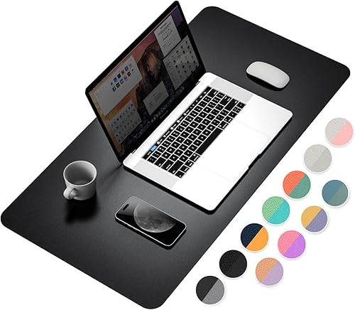YSAGi Protector de escritorio de doble cara, alfombrilla de escritorio de cuero impermeable, alfombrilla grande para mouse, almohadilla de