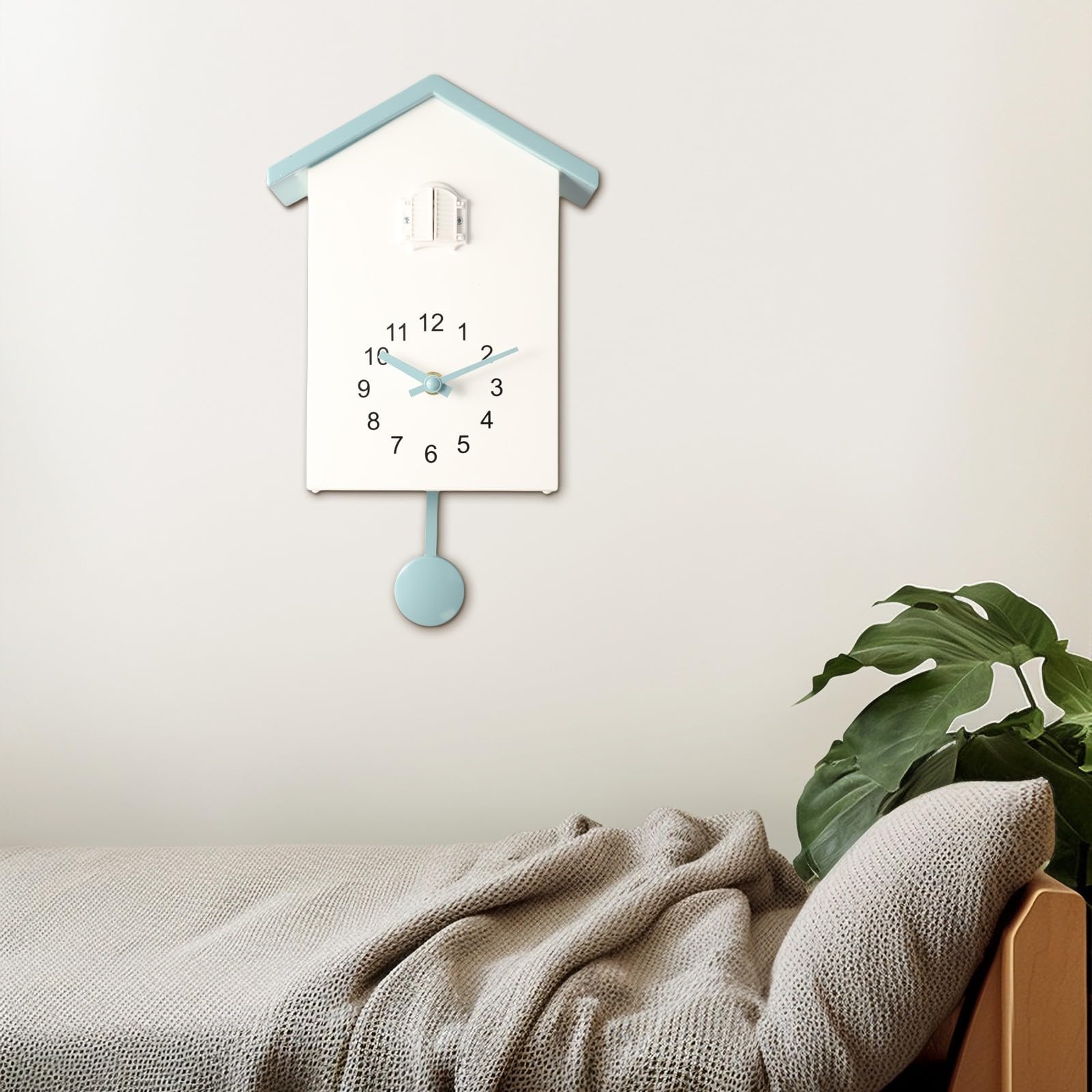 Reloj de Cuco Moderno, Reloj de Cuco Reloj de Pared, Reloj de Cuco Voces Llamando pájaro casa Pared Arte hogar Sala de Estar Oficina decoración (+ Gris)