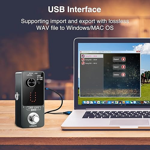 Miniatura 5 de LEKATO Pedal Looper, pedal Looper con función SYNC y sintonizador, pedal de bucle de guitarra con pedal de efecto de guitarra Looper de pantalla