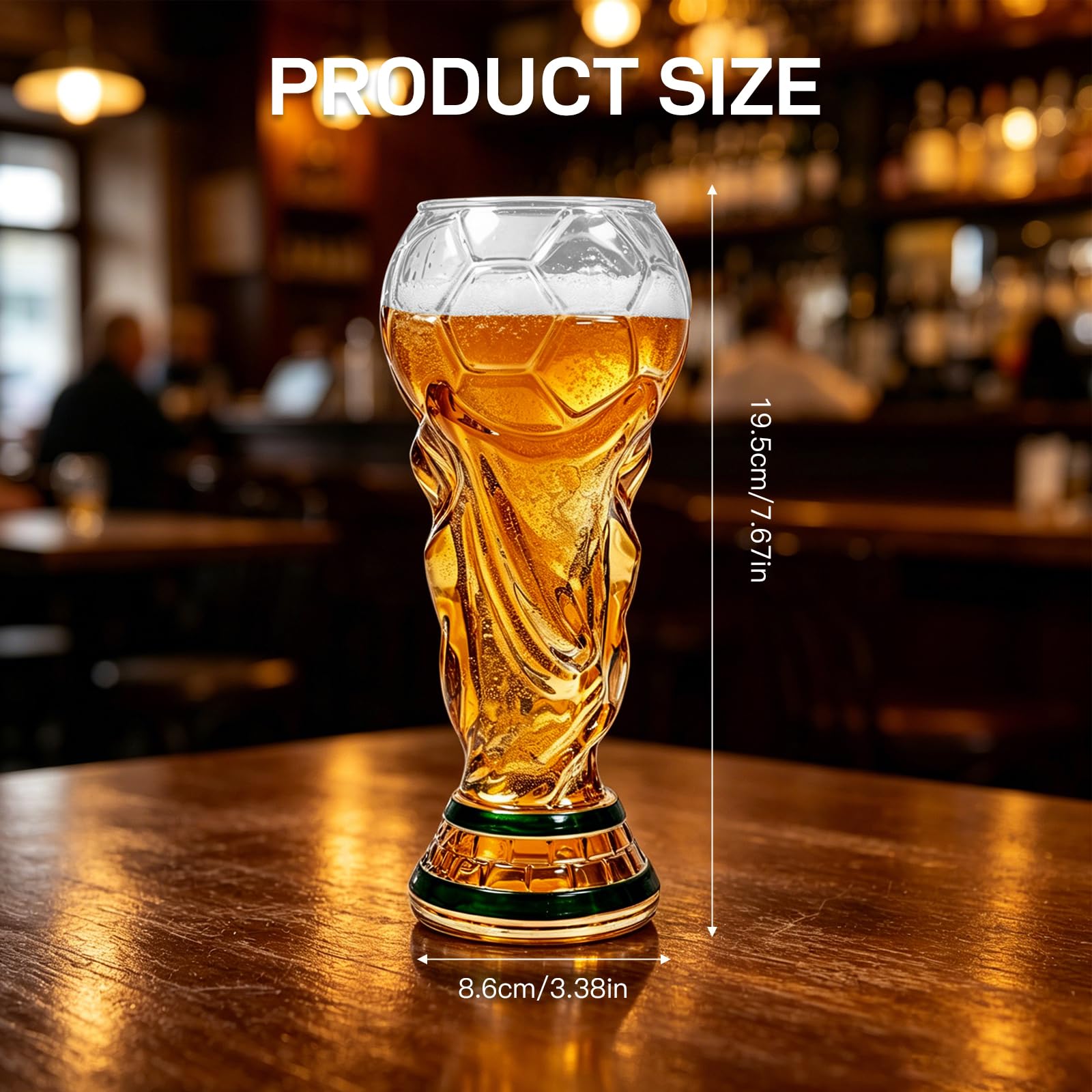 Boccale da birra da 480 ml, per la Coppa del Mondo di calcio, per birra, cocktail, bevande, feste di calcio (calcio, trasparente)