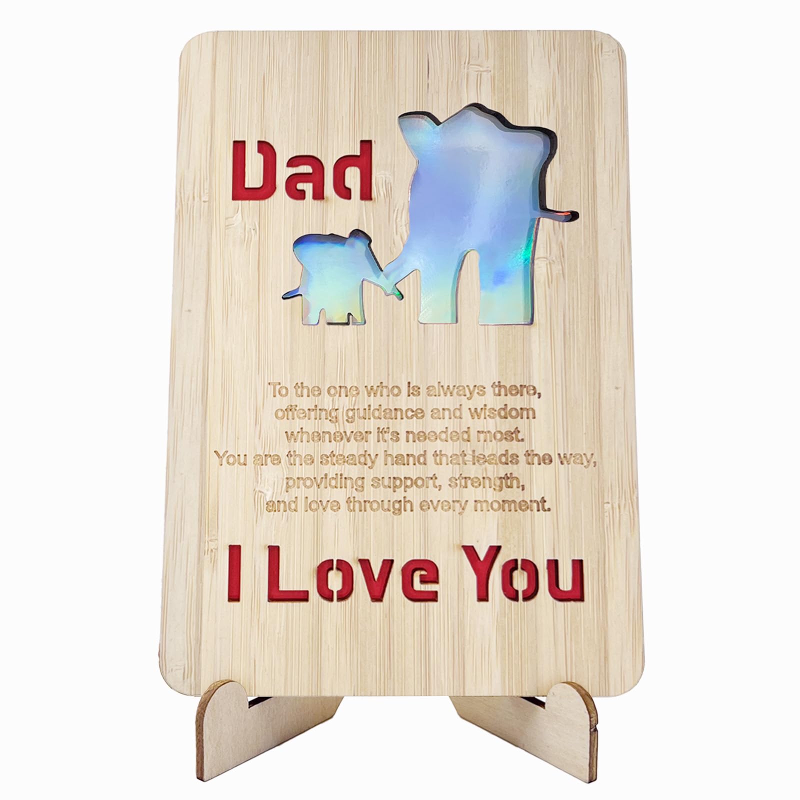 VANSUN Happy Father’s Day Wooden Card with Display Stand,Fathers Day,Birthday Card,Thank you Card for Dad