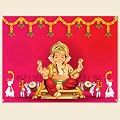 Party Propz Ganpati Printed Puja Decoration Backdrop - 1pc Diwali Decoration for Home Decor, Navratri Decorations Items,