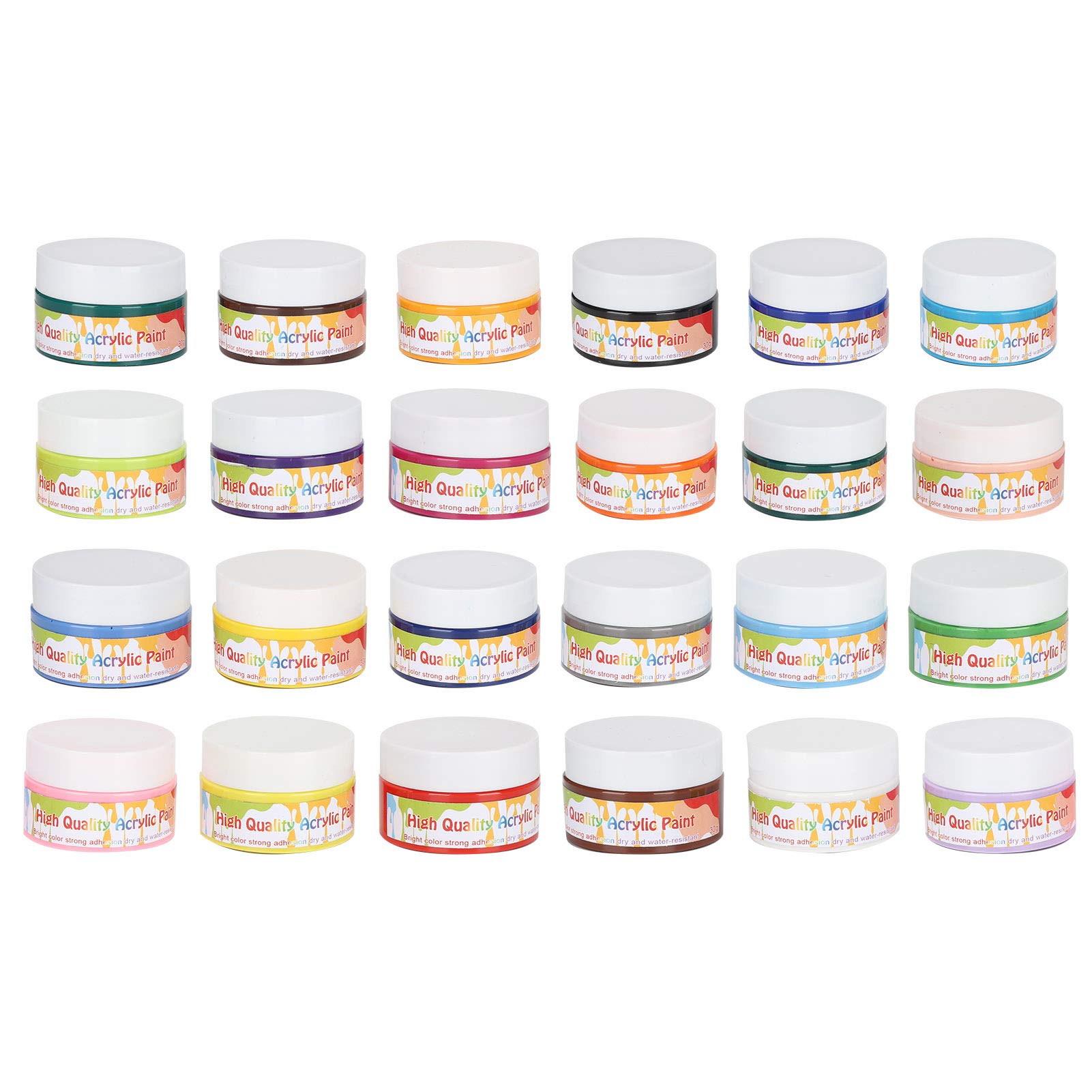 Professionelles Acrylfarben-Set mit 24 Farben, Künstler-Malpigment für DIY-Zeichnung, Wandfarbe mit leuchtenden Farben und cremiger Konsistenz, schnell trocknend für Stoff, Holz,
