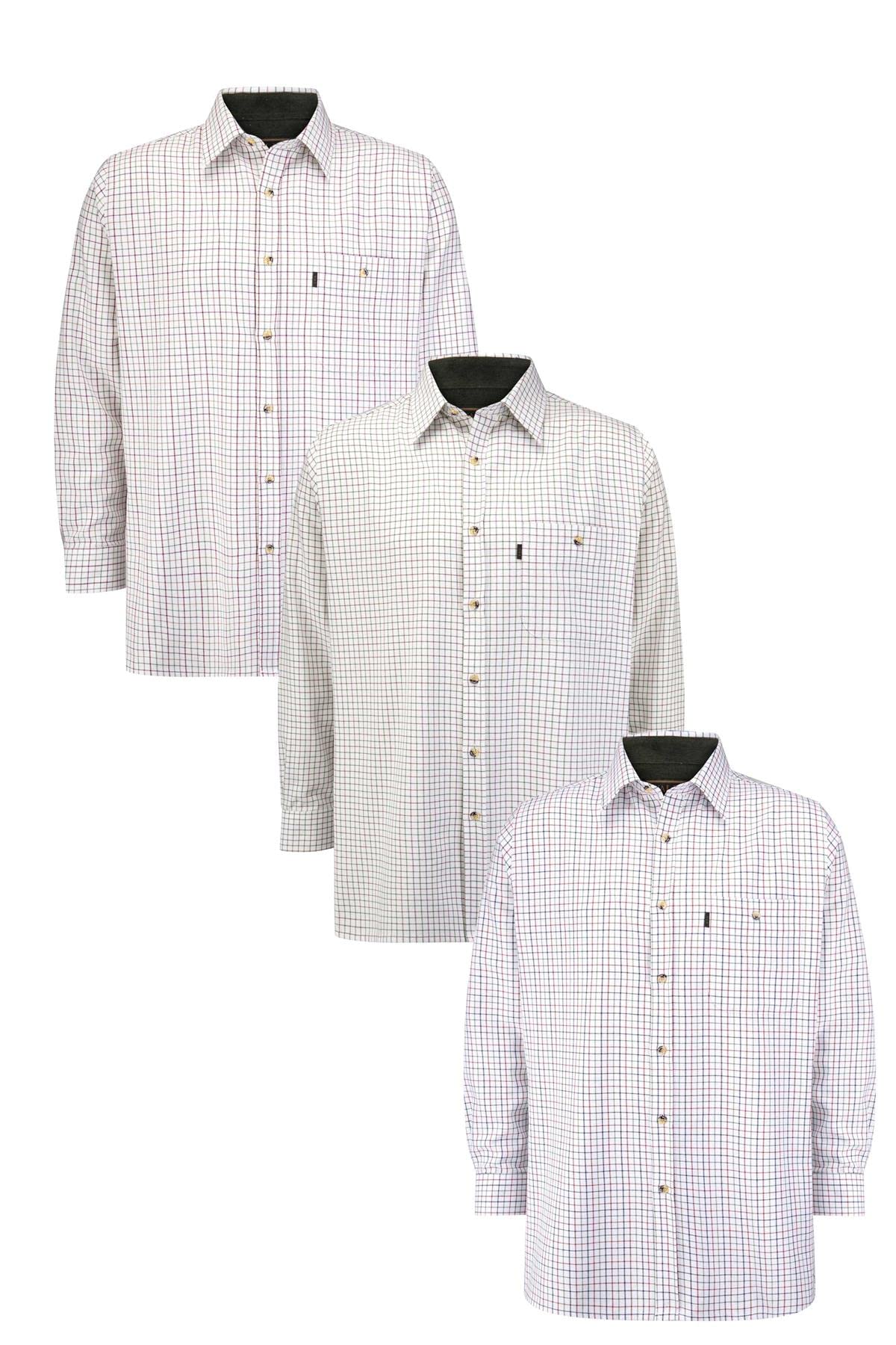 WALKER AND HAWKES - Men's Green 100% Single Brushed Cotton Brocton Durable Country Shirt - Assorted 3 Pack - 3X-Large (48'')
