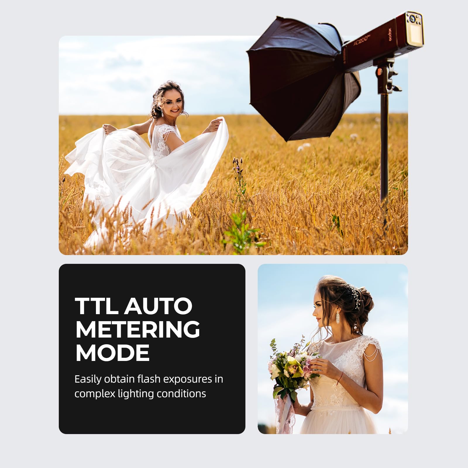 Godox AD200Pro 200Ws TTL 2.4G 1/8000 HSS Outdoor Blitzlicht mit 2900mAh Akku 0.01-1.8s Recycling