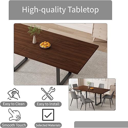 Miniatura 7 de ZckyCine Juego de mesa de comedor para 6 a 8 personas mesa de cocina y sillas modernas y extensibles con 6 sillas de comedor tapizadas de cuero 1