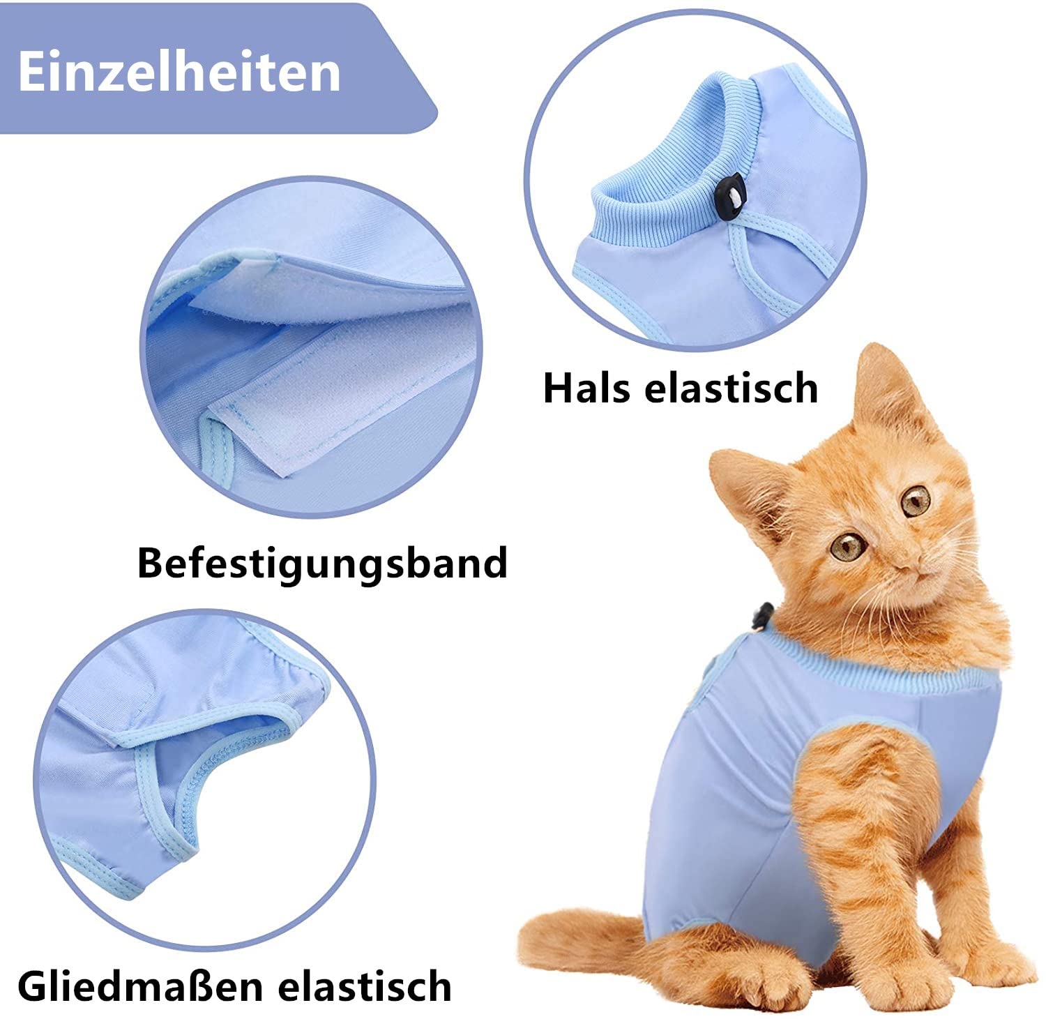 Voarge Recovery Suit Cat, Cat Bodysuit After Surgery, Anti-Leaking, Prevent Licking After Surgery - Image 2