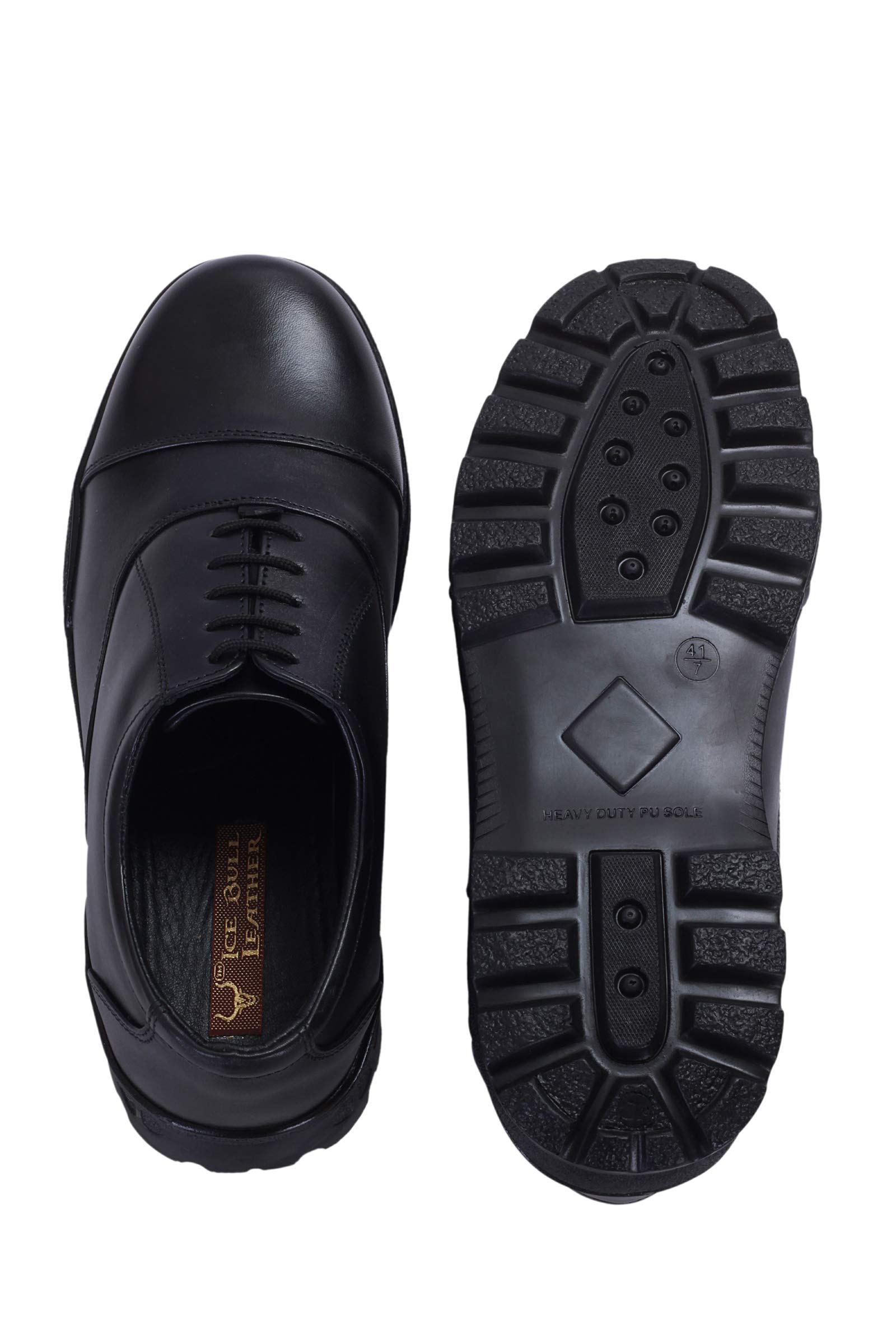 icebull leather JEF066 Black Formal Derby Police Shoes-picture-35