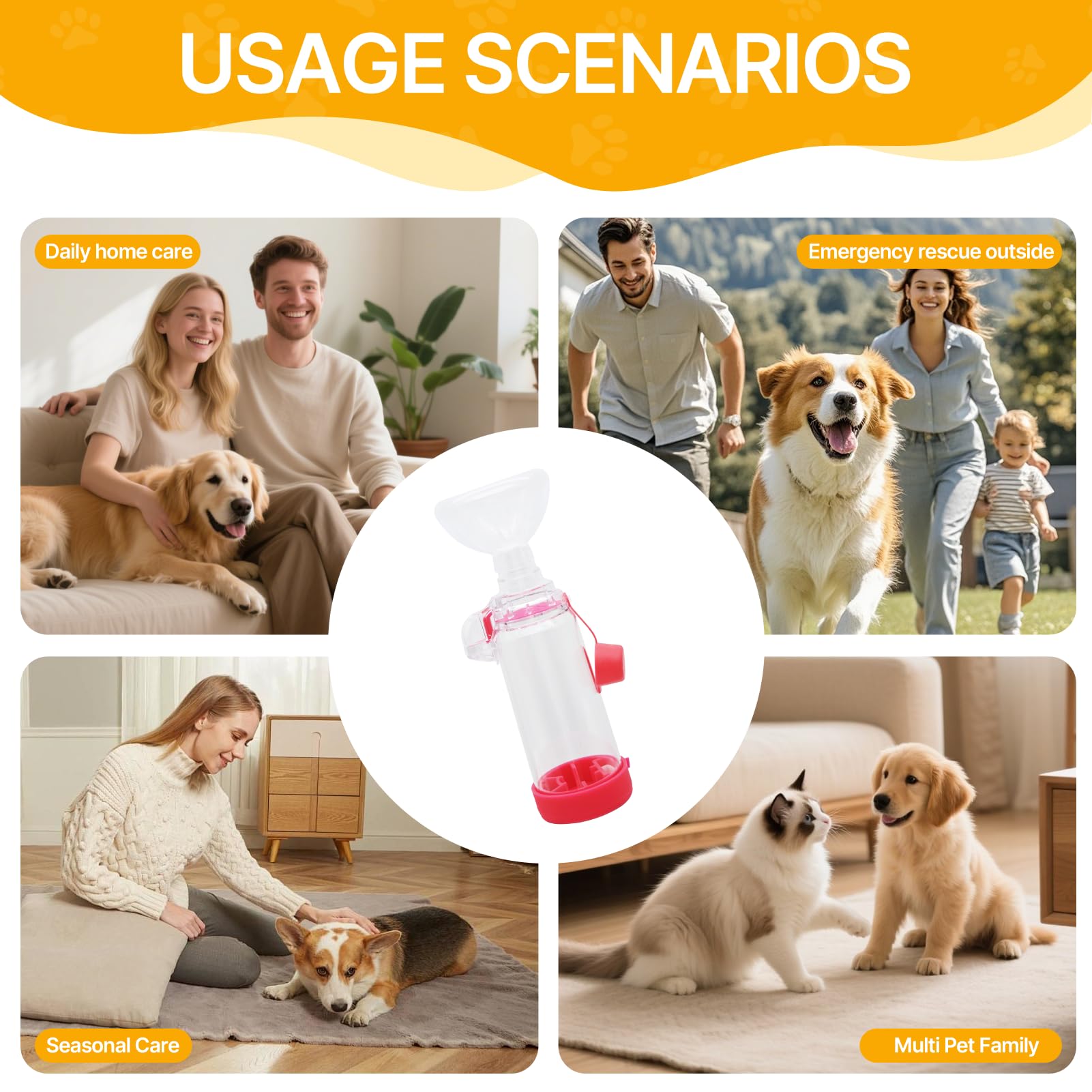 Cámara de Aerosol para Mascotas,Inhaler de Gato Inhaler portátil,Cámara inhalación para Gatos Perros,Espaciador inhalador Mano,máscaras 2 tamaños,con la Respiración y la Administración (Rosa)