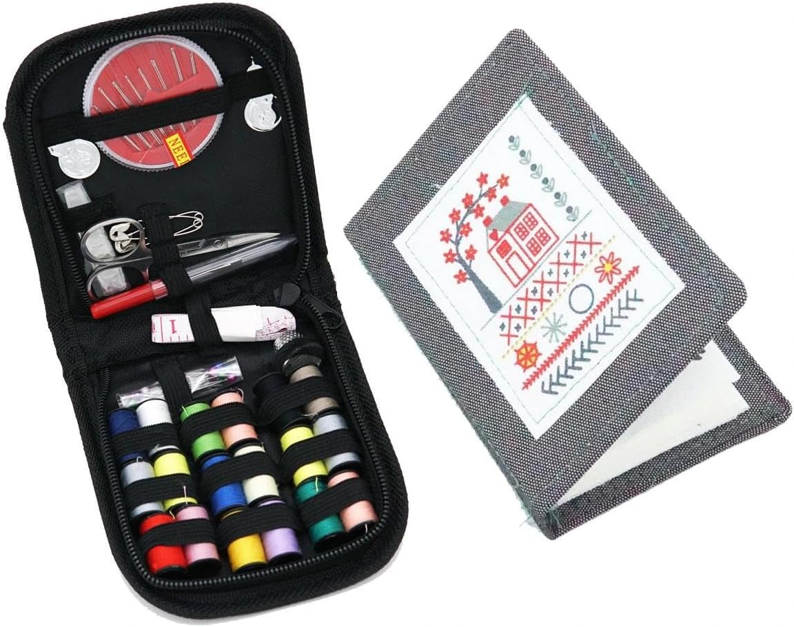 Embroidery Kit Stitch Book and Sewing Kit, Linen Fabric DIY Learning Set