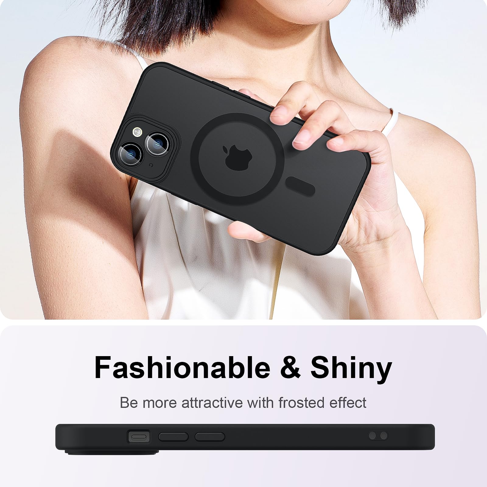 YLK Cover Magnetic per iPhone 13, Custodia Protettiva Completa con Magsafe,Traslucida Opaca Posteriore Sottile Antiurto Protettiva Case per iPhone 13 (Nero