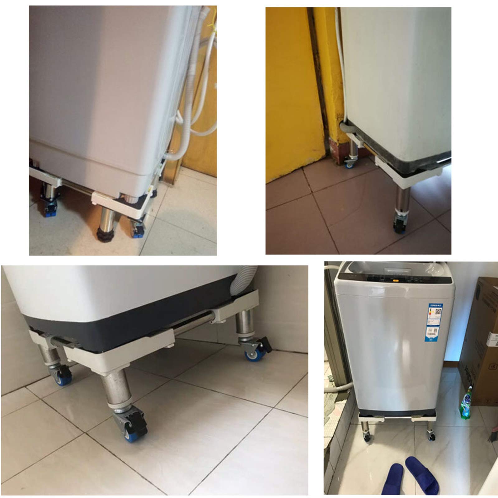 Podstawa pod meble Podstawa pralki Wytrzymały stojak na pralkę Podstawa lodówki z zamrażarką Teleskopowy stojak na meble Stojak AGD Suszarka Półka 45-65 cm Lodówka H (4 stopy + 4 W