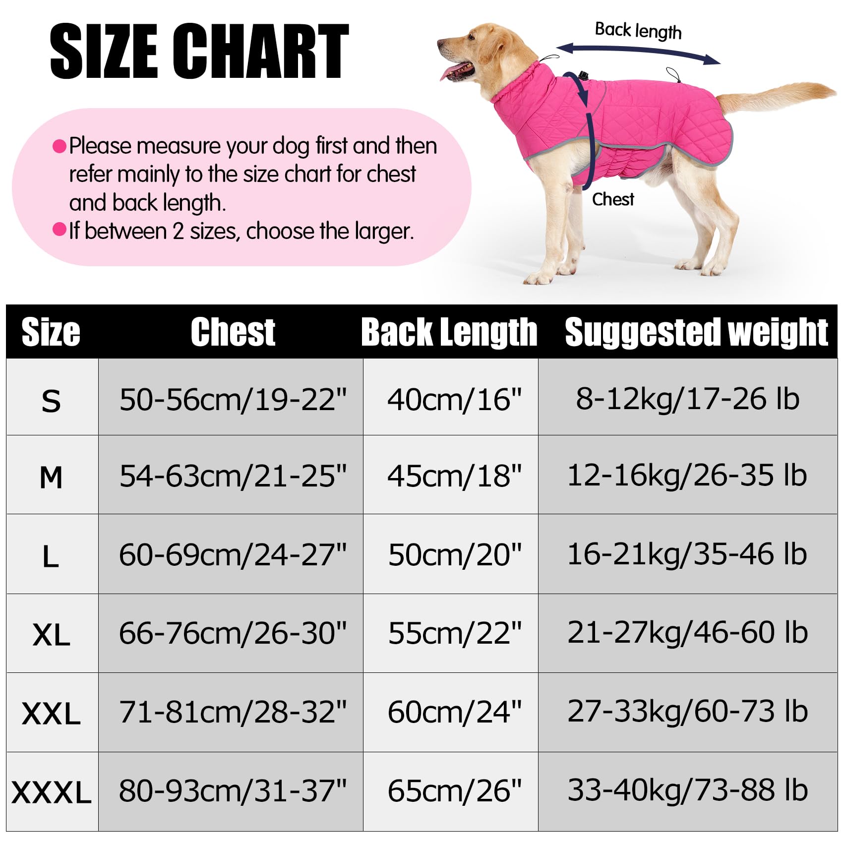 HEYWEAN Caldo Cappotto Impermeabile Giacca Invernale Foderata in Pile Riflettente con D-Ring Cappotti e Giubbotti per Cani Taglia Piccola Media Grande