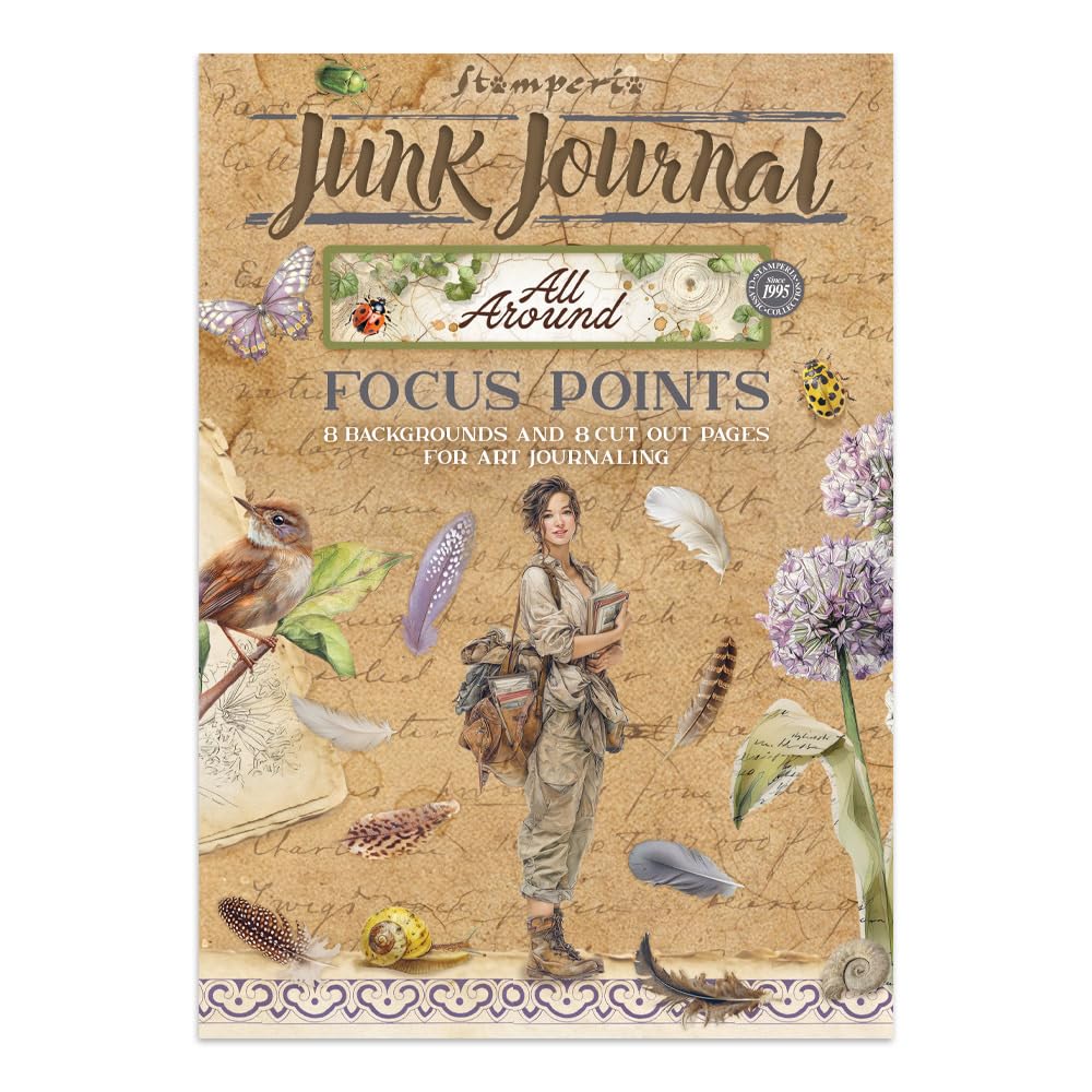 Stamperia - Junk Journal Stickers, Cut-Outs, and Backgrounds for Scrapbooks, Albums, Card Making, Bullet Journalling and More, Perfect for Hobbies, Crafts, and Gifting (All Around) (Focus Points) (A5)