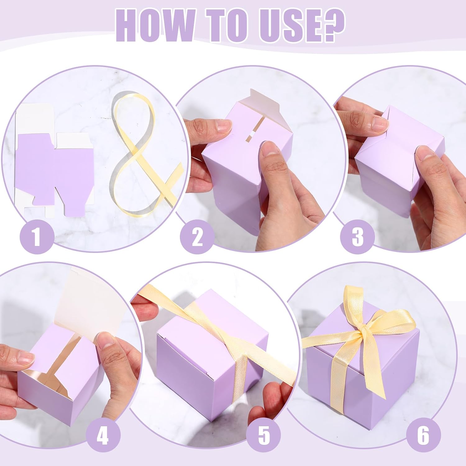 Jutom Lavender 100 Pcs Mini Favor Boxes, 2 x 2 x 2 Inch image 3