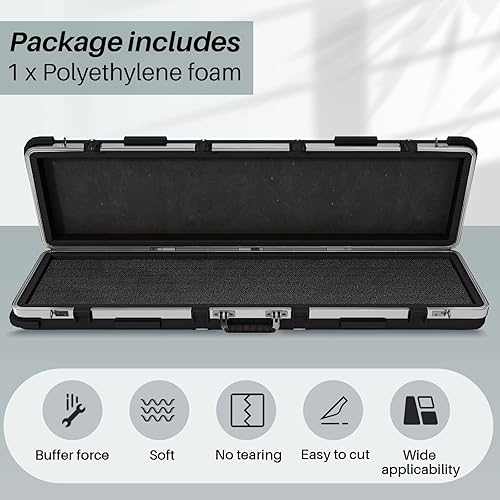 Miniatura 3 de Ramede Hoja de Espuma de Polietileno Personalizable 54 x 16 x 2 Pulgadas Almohadilla de Inserción de Espuma Negra para Estuche de Empaque de Armas,