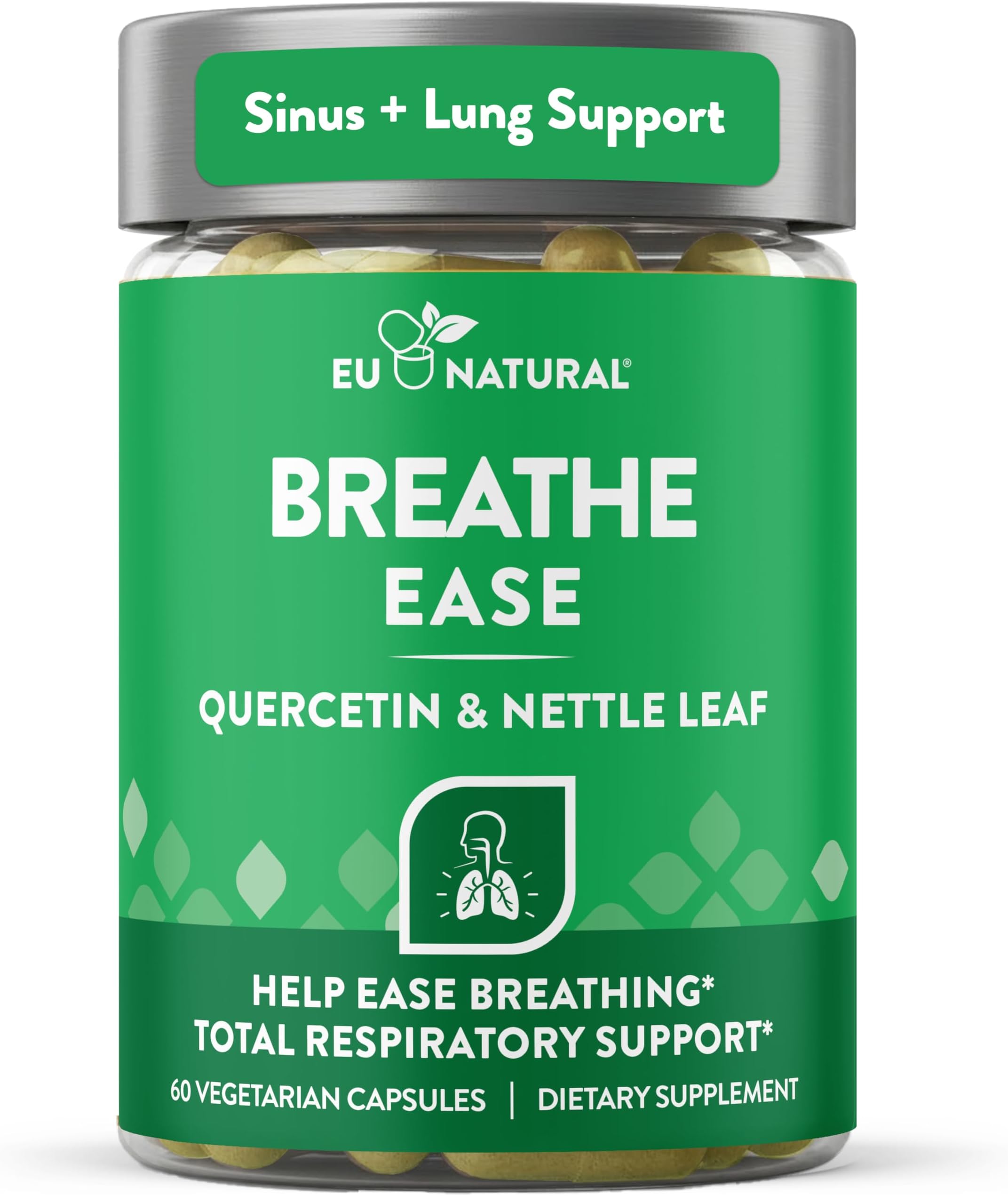Breathe Inhaler Support Supplement - Sinus, Lungs, Open & Clear Airways - Seasonal Nasal Health, Bronchial Wellness, Healthy Chest - Quercetin, Vitamin D, Bromelain Pills - 60 Vegetarian Soft Capsules