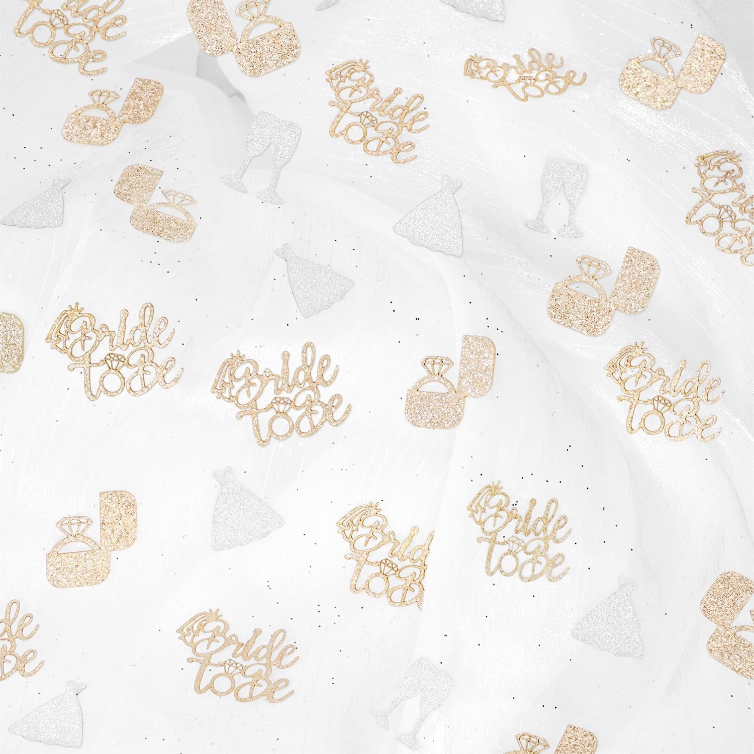 Glitter Bride To Be Confetti, Champagne Gold Silver Diamond Ring Champagne Glasses Confettis For Bridal Shower Table Decor, Just Engaged, Bachelorette Party Engagement Party Decorations (110 PCS)